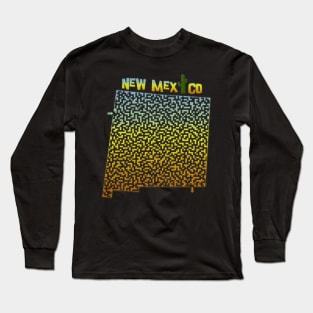 New Mexico State Outline Desert Themed Maze & Labyrinth Long Sleeve T-Shirt